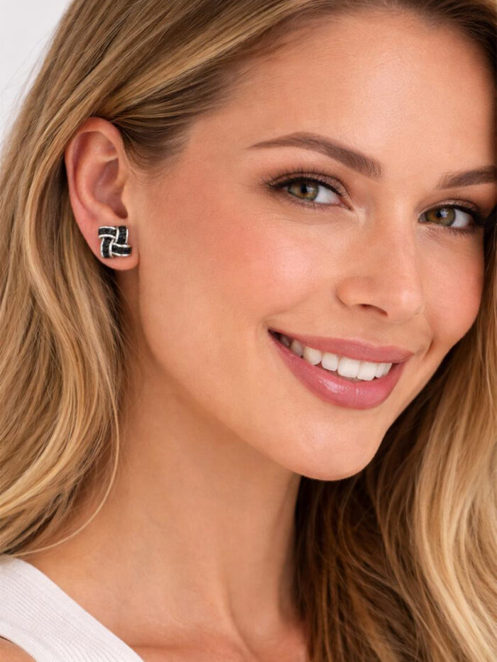 Black Spinel 925 Silver Stud Earrings