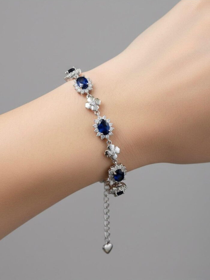 Blue Sapphire, White Cubic Zirconia