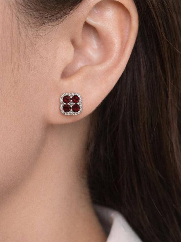 Rhodolite Garnet, White Cubic Zirconia